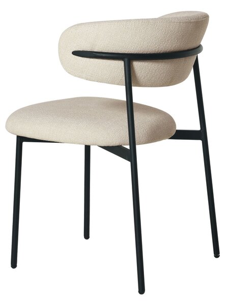 HowHomely Židle ZOYA Světle šedá látka - Minimalistický design, Ergonomická, Černý kovový rám