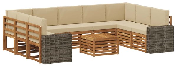 Venkovní pohovková souprava 10 ks Přirozená a Béžová Polyester 3384879