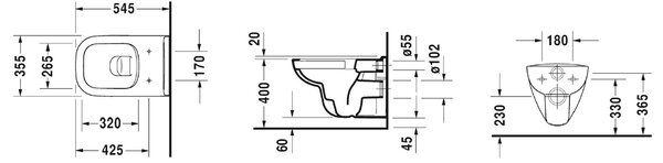 Duravit D-Code záchodová mísa závěsná bez splachovacího kruhu bílá 25700900002