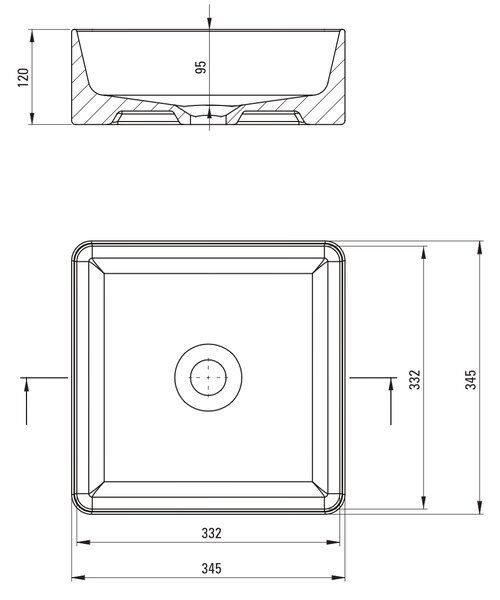 Deante Jasmin umyvadlo 34.5x34.5 cm čtvercový na pult bílá lesk CDJ_6U3S