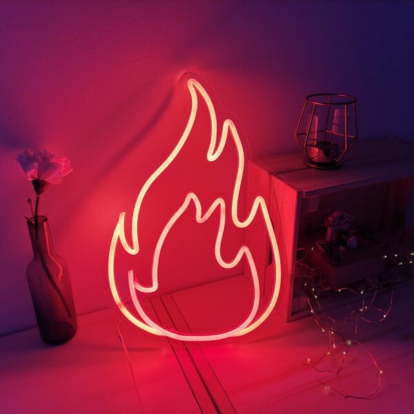 Červeno-oranžová nástěnná svíticí dekorace Candy Shock Fire, 28 x 40 cm