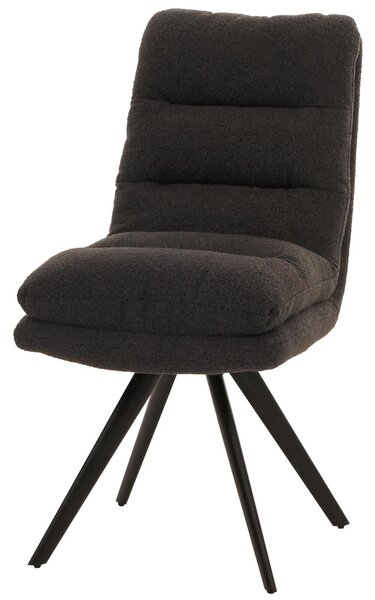 Jídelní židle HWC-G66, kuchyňská židle židle, otočná automatická poloha látka/textil bouclé MVG tmavě šedá