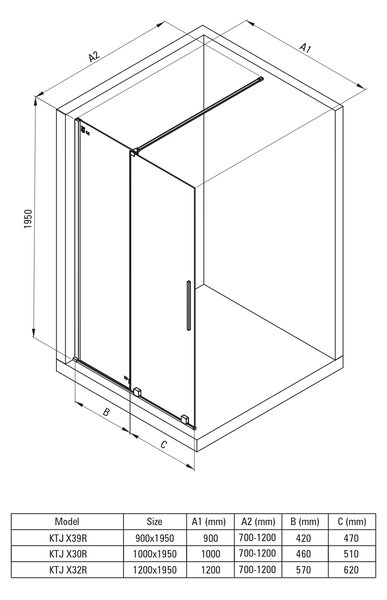 Deante Prizma sprchová zástěna walk-in 90 cm zlatá kartáčovaný/průhledné sklo KTJ_R39R