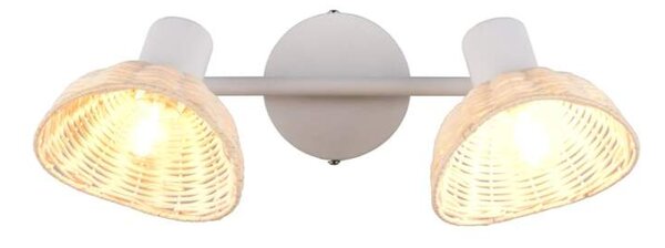 Trio Leuchten R86782031 CALVI - Stropní bílá lampa s ratanovými stínidly, 2 x E14 (Stropní bodové v boho stylu s ratanovými stínidly)