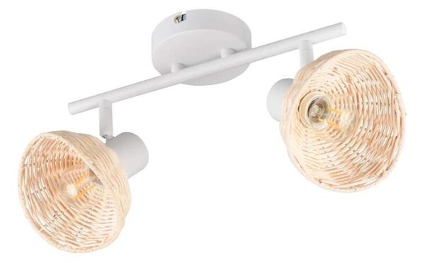 Trio Leuchten R86782031 CALVI - Stropní bílá lampa s ratanovými stínidly, 2 x E14 (Stropní bodové v boho stylu s ratanovými stínidly)