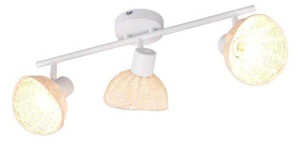 Trio Leuchten R86783031 CALVI - Stropní bílá lampa s ratanovými stínidly, 3 x E14 (Stropní bodové v boho stylu s ratanovými stínidly)