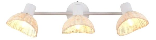 Trio Leuchten R86783031 CALVI - Stropní bílá lampa s ratanovými stínidly, 3 x E14 (Stropní bodové v boho stylu s ratanovými stínidly)