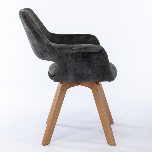 Jídelní židle CasaDolce LAMI, sada 2 kusů, 58x61x83 cm, tmavě zelená, čalouněná, otočná o 360°, kovové nohy