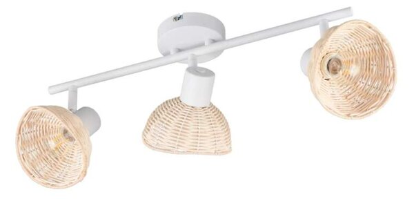 Trio Leuchten R86783031 CALVI - Stropní bílá lampa s ratanovými stínidly, 3 x E14 (Stropní bodové v boho stylu s ratanovými stínidly)