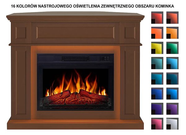 ArtiFlame elektrický krb Linz AF23S, elektrický stojící krb s topením 1800W realistický 3D efekt plamene LED osvětlení dálkové ovládání časovač hnědý