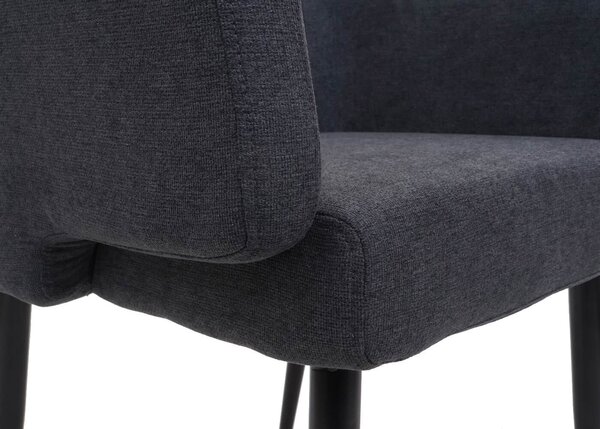 Jídelní židle HWC-L13, čalouněná židle kuchyňská židle židle s područkami, látka/textil kov antracitová