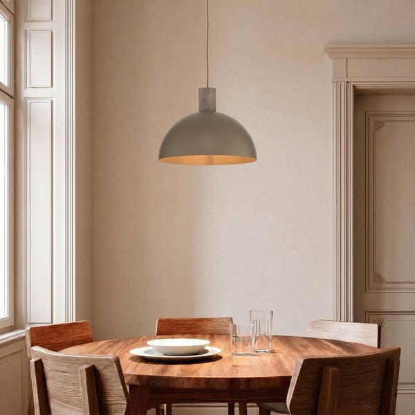 TK Lighting Závěsné světlo Oslo, písková barva, kov, Ø 34 cm, E27, stmívatelný, Krémová / jantar, Obývací pokoj / jídelna, kov, Moderní