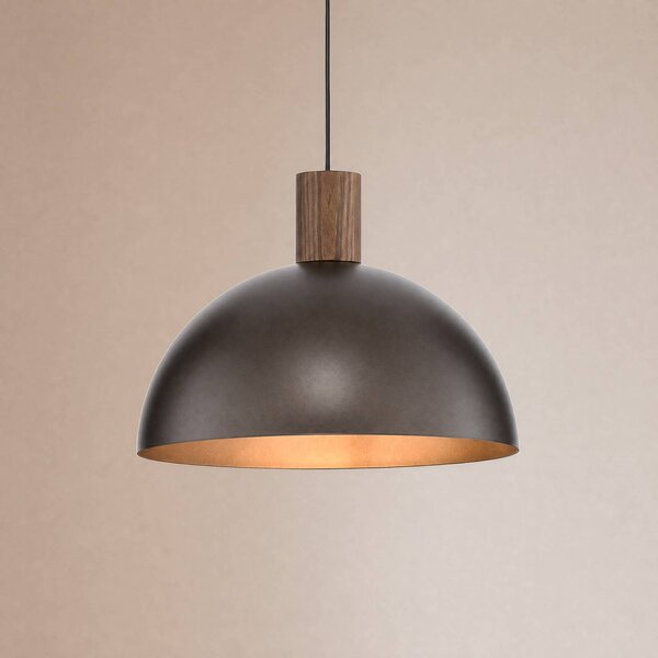 TK Lighting Závěsné světlo Oslo, hnědé, kov, Ø 34 cm, E27, stmívatelný, Hnědá / rez, Obývací pokoj / jídelna, kov, Moderní