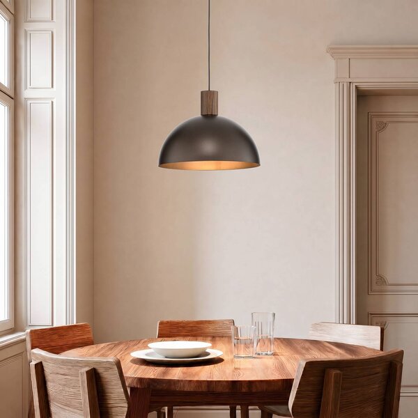 TK Lighting Závěsné světlo Oslo, hnědé, kov, Ø 34 cm, E27, stmívatelný, Hnědá / rez, Obývací pokoj / jídelna, kov, Moderní