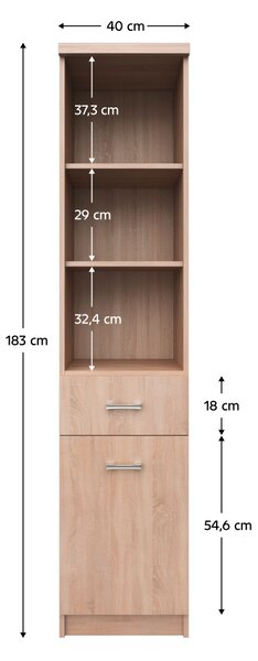 KONDELA Regál otevřený 1D1S, dub sonoma, univerzální, TOPTY TYP 33