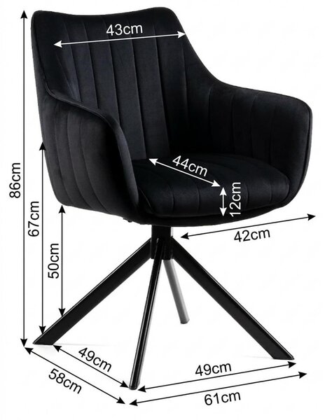 HowHomely: Židle, kuchyňská židle, jídelní židle, rozměry 51x58x91 cm, čalouněná, černá, moderní design