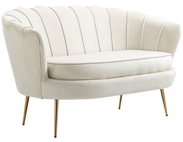 HOMCOM Dvoumístná pohovka se zádový opěrkou a silným polstrováním Moderní loveseat s vzhledem sametu pro obývací pokoj a ložnici, 130 x 77 x 77 cm, kr