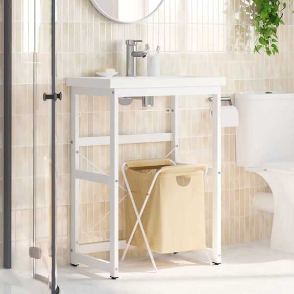 Koupelnový regál pod umyvadlo bílý 59 x 38 x 83 cm železo 338497