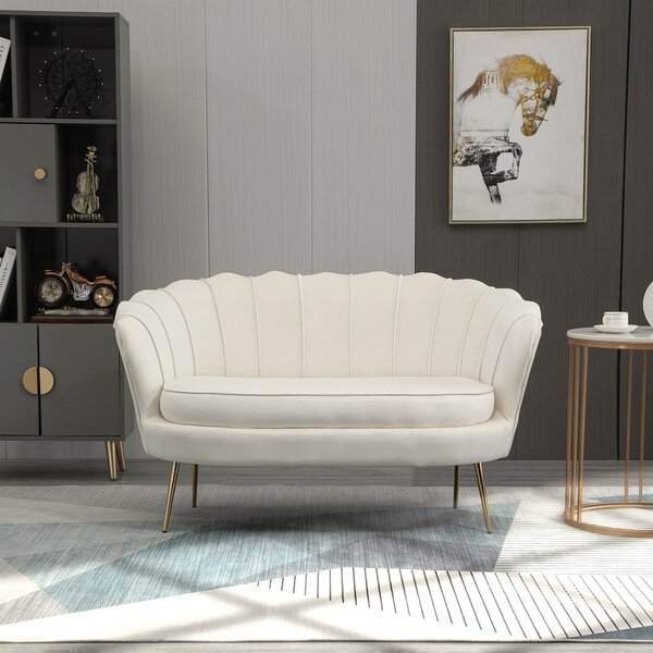 HOMCOM Dvoumístná pohovka se zádový opěrkou a silným polstrováním Moderní loveseat s vzhledem sametu pro obývací pokoj a ložnici, 130 x 77 x 77 cm, kr