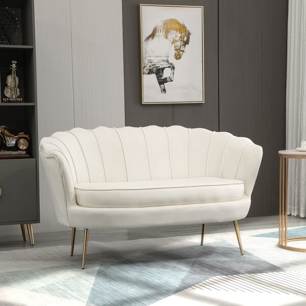 HOMCOM Dvoumístná pohovka se zádový opěrkou a silným polstrováním Moderní loveseat s vzhledem sametu pro obývací pokoj a ložnici, 130 x 77 x 77 cm, kr