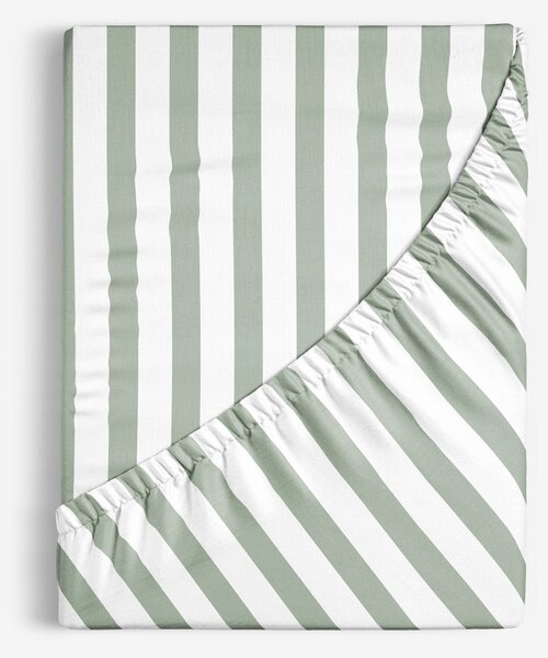 Goldea bavlněné napínací prostěradlo - šalvějově zelené proužky 120 x 200 cm