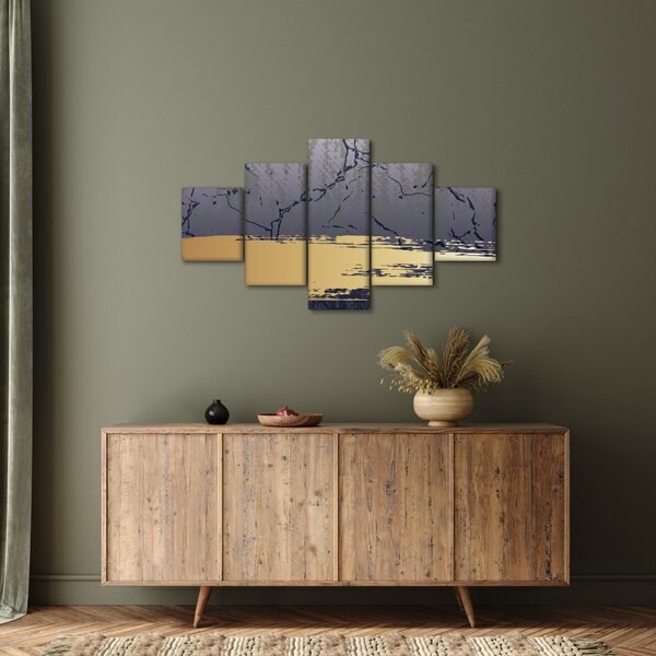 Obraz - Modrá a zlatá abstrakce N⁰1 (125x70 cm)