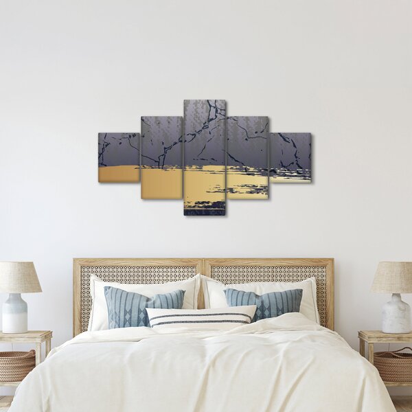 Obraz - Modrá a zlatá abstrakce N⁰1 (125x70 cm)