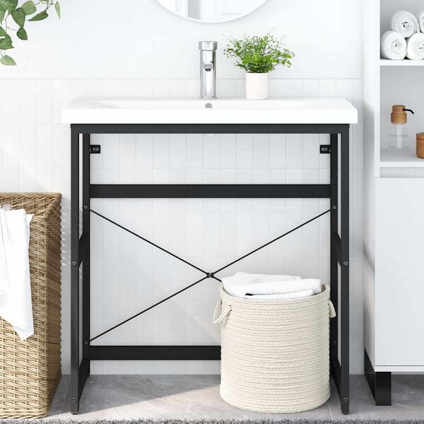 Koupelnový regál pod umyvadlo černý 79 x 38 x 83 cm železo 338501