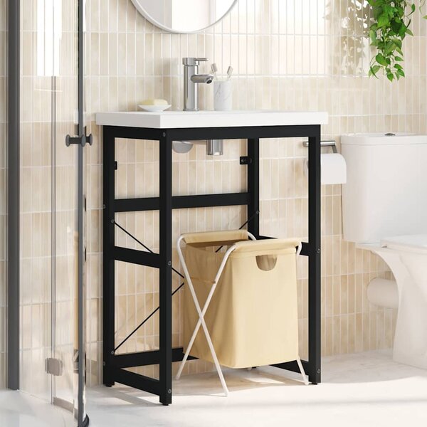 Koupelnový regál pod umyvadlo černý 59 x 38 x 83 cm železo 338500