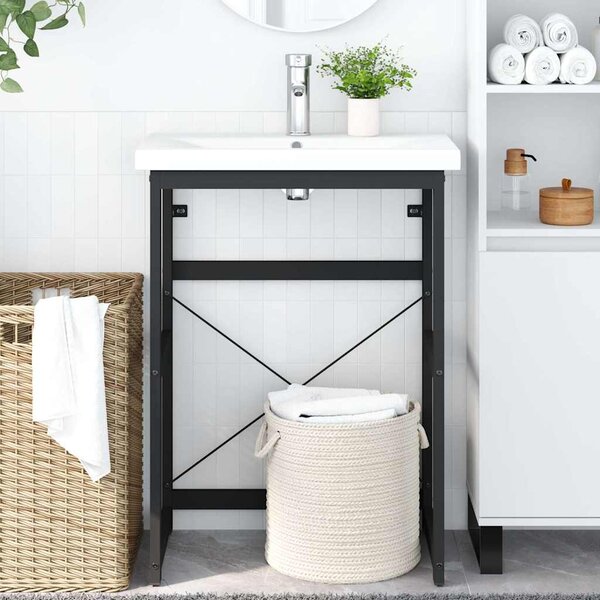 Koupelnový regál pod umyvadlo černý 59 x 38 x 83 cm železo 338500
