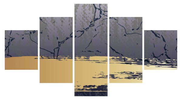 Obraz - Modrá a zlatá abstrakce N⁰1 (125x70 cm)