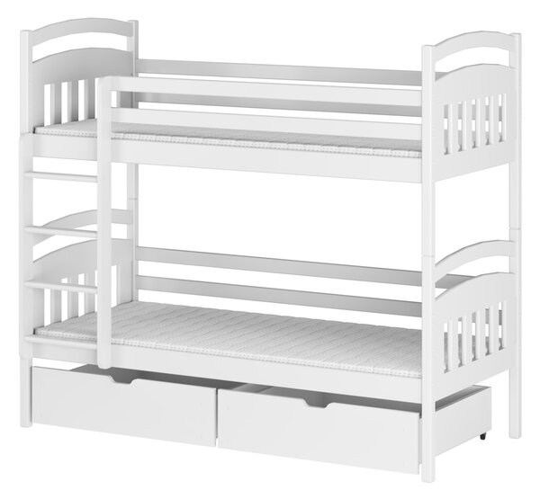 Dětská patrová postel s úložným prostorem LUCIE - 80x160, bílá