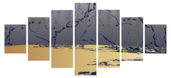 Obraz - Modrá a zlatá abstrakce N⁰1 (210x100 cm)