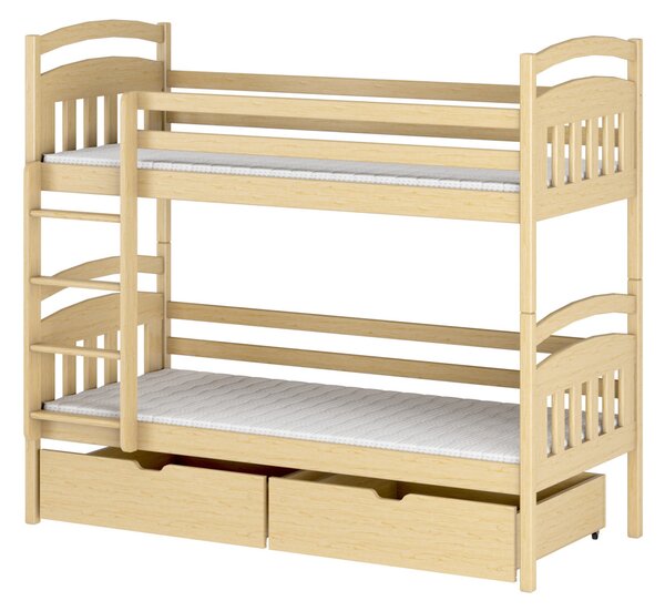 Dětská patrová postel s úložným prostorem LUCIE - 80x180, borovice