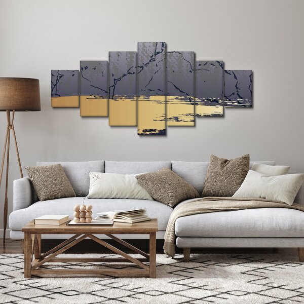 Obraz - Modrá a zlatá abstrakce N⁰1 (210x100 cm)