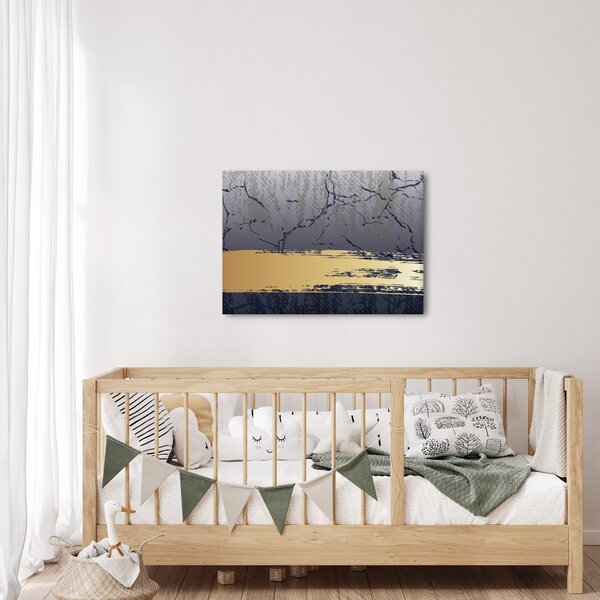 Obraz - Modrá a zlatá abstrakce N⁰1 (70x50 cm)