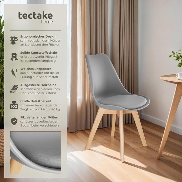 Tectake® Set jídelní židle Frederikke Scandi-Design 49 x 53 x 82 cm