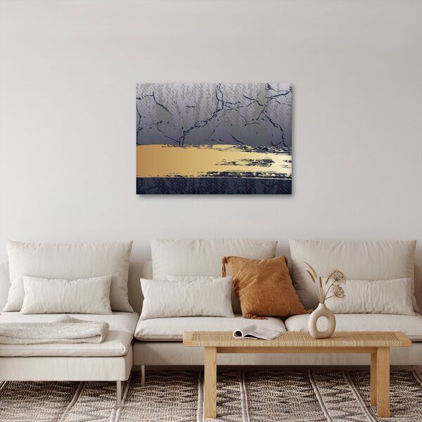 Obraz - Modrá a zlatá abstrakce N⁰1 (70x50 cm)