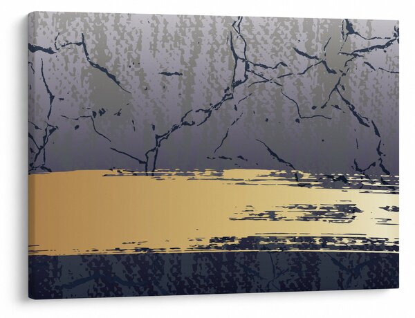 Obraz - Modrá a zlatá abstrakce N⁰1 (70x50 cm)