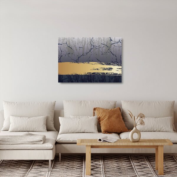 Skleněný obraz - Modrá a zlatá abstrakce N⁰1 (70x50 cm)