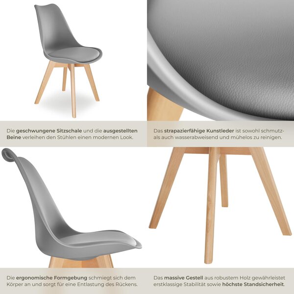Tectake® Set jídelní židle Frederikke Scandi-Design 49 x 53 x 82 cm