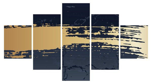 Obraz - Modrá a zlatá abstrakce N⁰2 (125x70 cm)