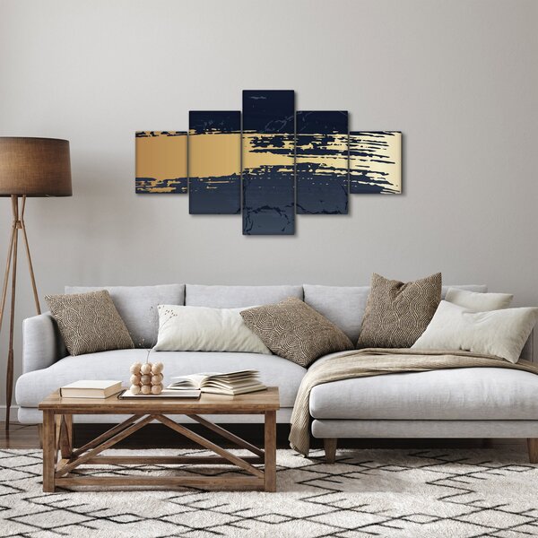 Obraz - Modrá a zlatá abstrakce N⁰2 (125x70 cm)