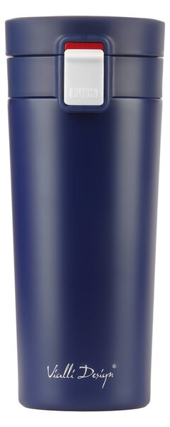 Tmavě modrý cestovní termohrnek Vialli Design Fuori, 400 ml