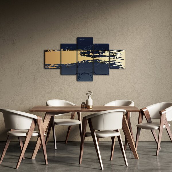 Obraz - Modrá a zlatá abstrakce N⁰2 (125x70 cm)