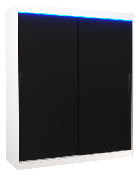 ADRK Šatní skříň posuvná s LED osvětlením LINCOLN W-B 180 L, černá/bílá