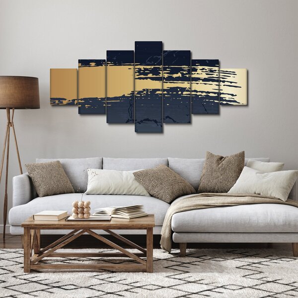 Obraz - Modrá a zlatá abstrakce N⁰2 (210x100 cm)