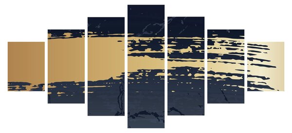 Obraz - Modrá a zlatá abstrakce N⁰2 (210x100 cm)