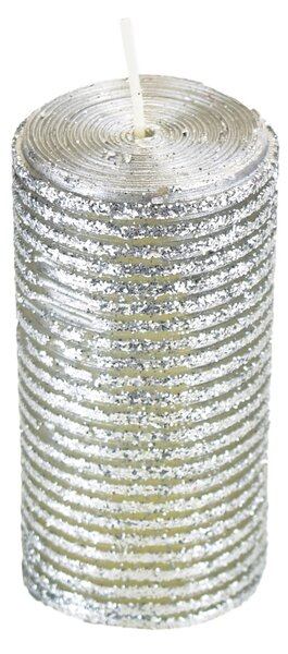 Svíčka se stříbrným glitrem 9,5x5 cm