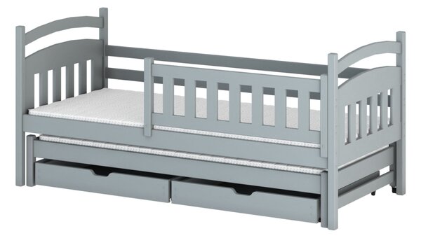 Dětská postel pro 2 se šuplíky GABINA - 90x190, šedá